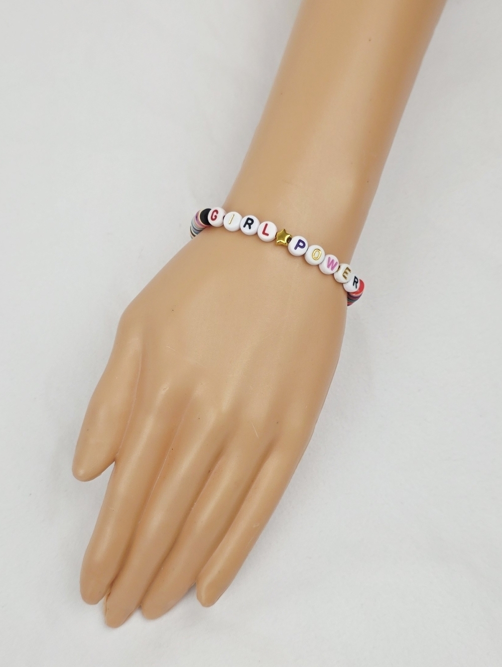 Handmade Clay Bead Multi Color Girl Power Bracelet